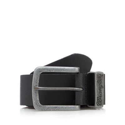 Wrangler Black leather metal keeper belt
